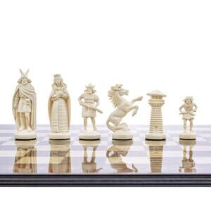 3 " Black & White Viking Plastic Chess Pieces - Felted, Standard Size New